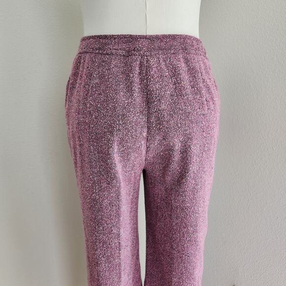 Vintage 90s Sag Harbor Pink Tweed High Rise Straight Leg Pants L - Picture 7 of 12